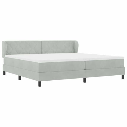 Box spring seng med hovedgærde Lysegrå 200 x 200 cm Fløjl