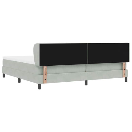 Box spring seng med hovedgærde Lysegrå 200 x 200 cm Fløjl
