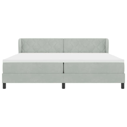 Box spring seng med hovedgærde Lysegrå 200 x 200 cm Fløjl