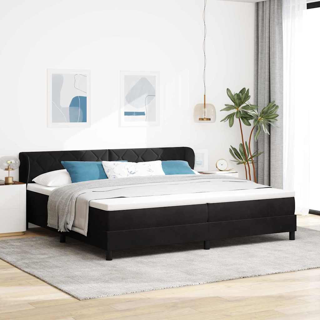 Box spring seng med hovedgrde Sort 200 x 200 cm Fljl