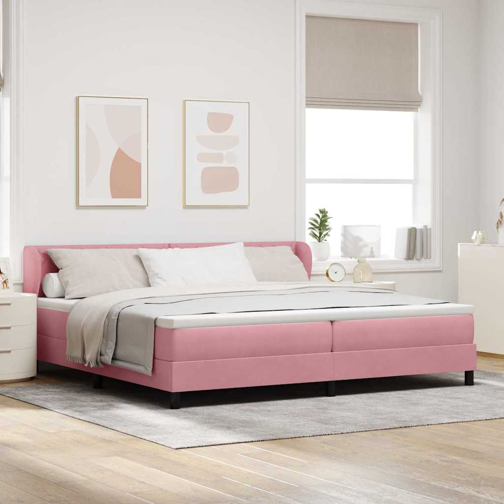 Box spring seng med hovedgrde Lyserd 200 x 200 cm Fljl