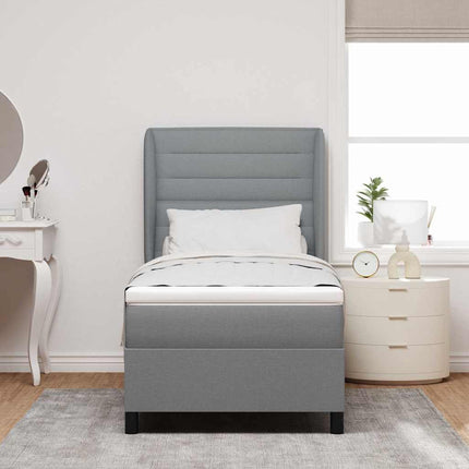 Box spring seng med madras Lysegrå 80 x 200 cm Stof