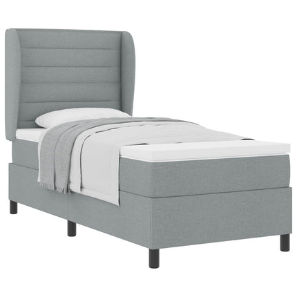 Box spring seng med madras Lysegrå 80 x 200 cm Stof