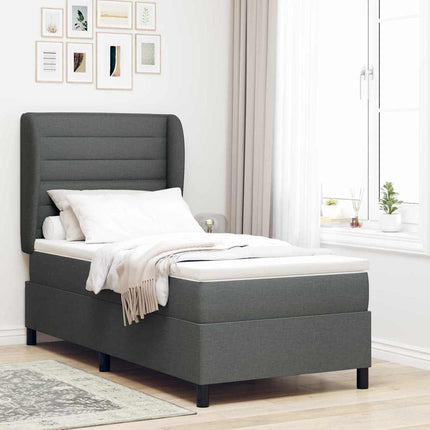 Box spring seng med madras Mørkegrå 90 x 190 cm Stof