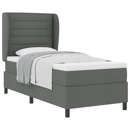 Box spring seng med madras Mørkegrå 90 x 190 cm Stof