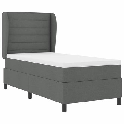 Box spring seng med madras Mørkegrå 90 x 190 cm Stof