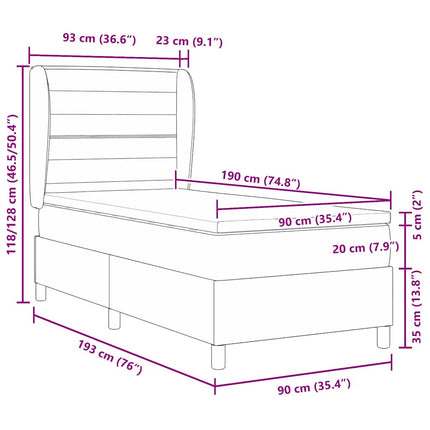 Box spring seng med madras Mørkegrå 90 x 190 cm Stof
