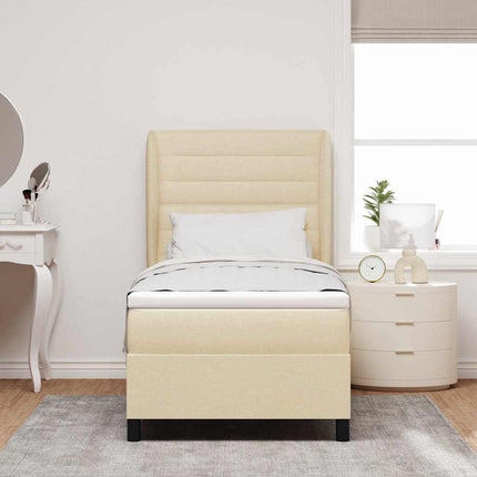 Box spring seng med madras Creme 90 x 190 cm Stof