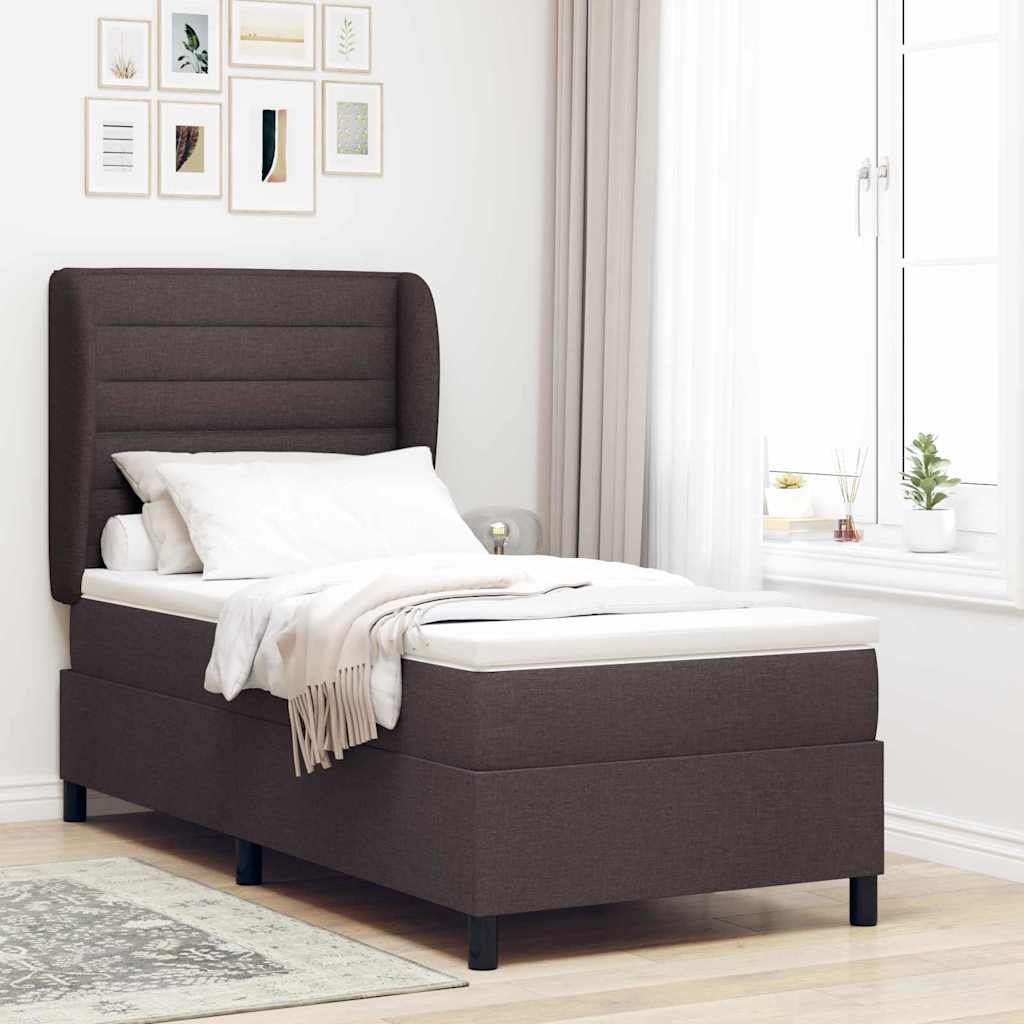 Box Spring Seng Med Madras Mørkebrun 100 X 200 Cm Stof - Vidaxl