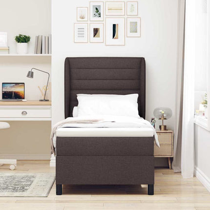 Box spring seng med madras Mørkebrun 100 x 200 cm Stof