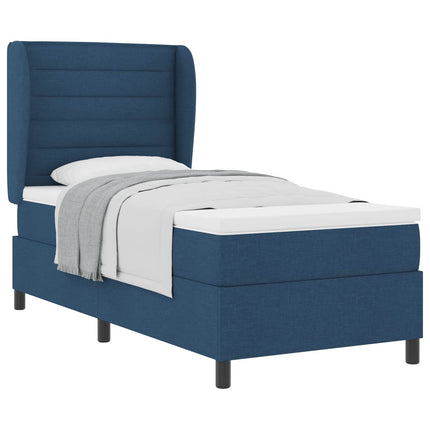 Box spring seng med madras med hovedgærde Blå 100 x 200 cm Stof