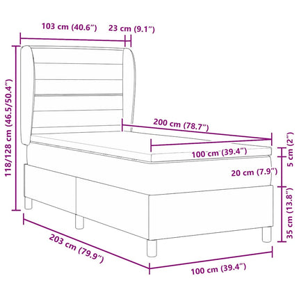 Box spring seng med madras med hovedgærde Blå 100 x 200 cm Stof
