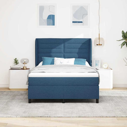 Box spring seng med madras med hovedgærde Blå 160 x 200 cm Stof