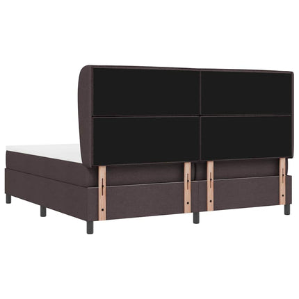 Box spring seng med madras Mørkebrun 200 x 200 cm Stof