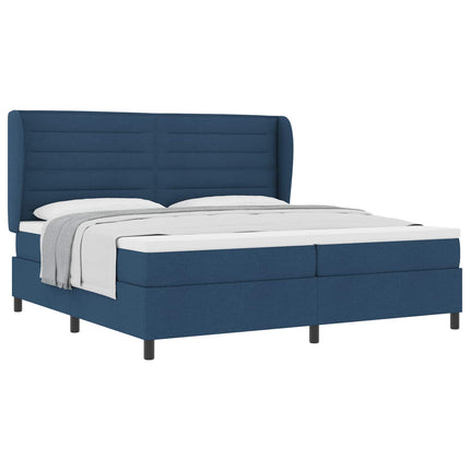 Box spring seng med madras med hovedgærde Blå 200 x 200 cm Stof