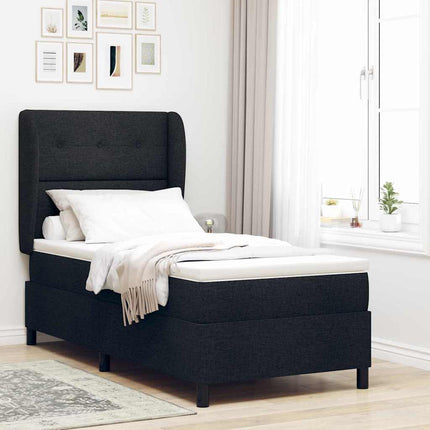 Box spring seng med hovedgærde Sort 80 x 200 cm Stof