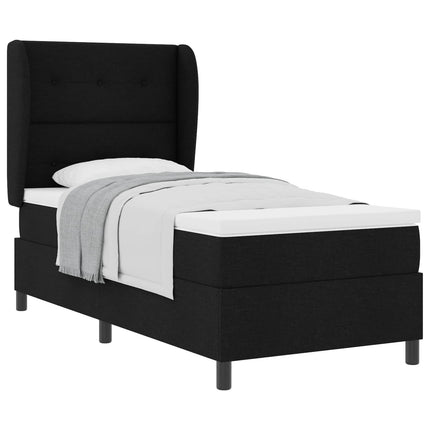 Box spring seng med hovedgærde Sort 80 x 200 cm Stof