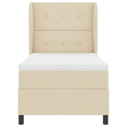 Box spring seng med hovedgærde Creme 90 x 190 cm Stof