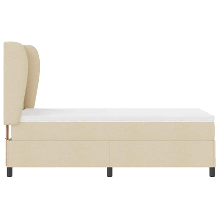 Box spring seng med hovedgærde Creme 90 x 190 cm Stof