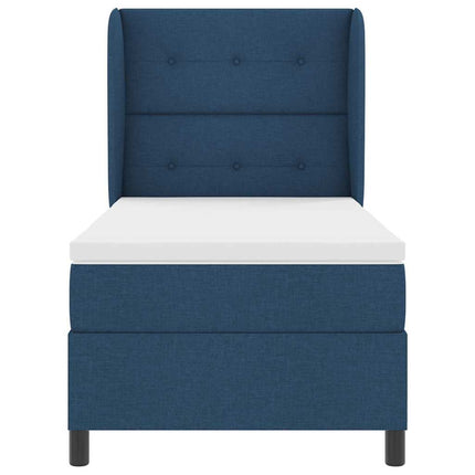 Box spring seng med hovedgærde Blå 90 x 190 cm Stof
