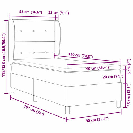 Box spring seng med hovedgærde Blå 90 x 190 cm Stof