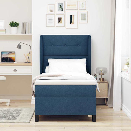 Box spring seng med hovedgærde Blå 90 x 200 cm Stof