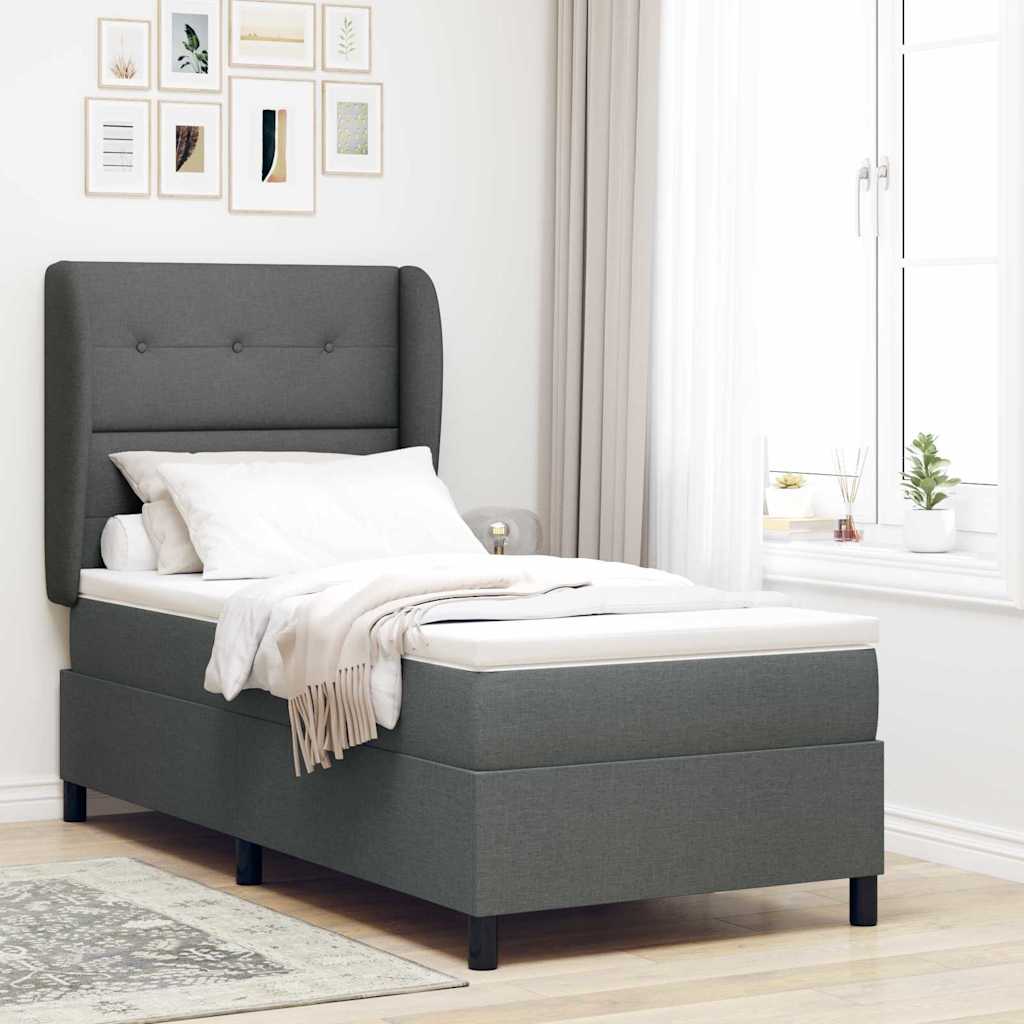 Box spring seng med hovedgrde Mrkegr 100 x 200 cm Stof