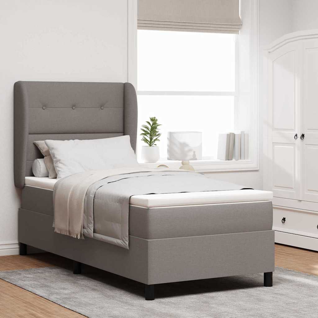 Box spring seng med hovedgrde Grbrun 100 x 200 cm Stof