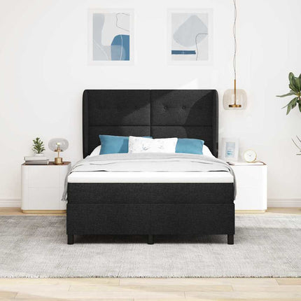 Box spring seng med hovedgærde Sort 140 x 190 cm Stof