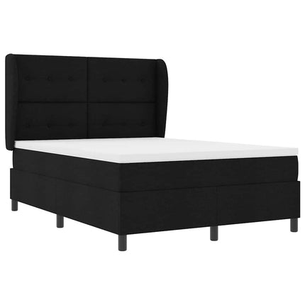 Box spring seng med hovedgærde Sort 140 x 190 cm Stof