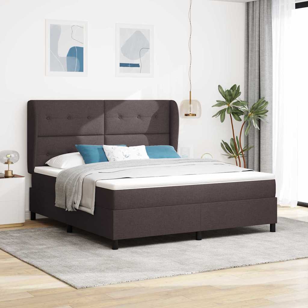Box spring seng med hovedgærde Mørkebrun 180 x 200 cm Stof