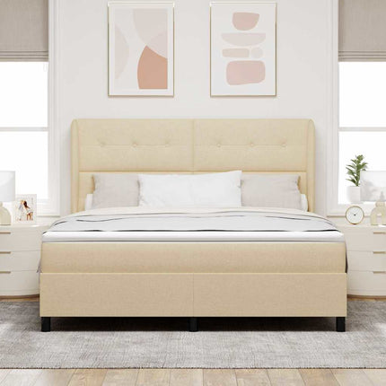Box spring seng med hovedgærde Creme 180 x 200 cm Stof