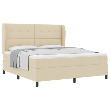 Box spring seng med hovedgærde Creme 180 x 200 cm Stof