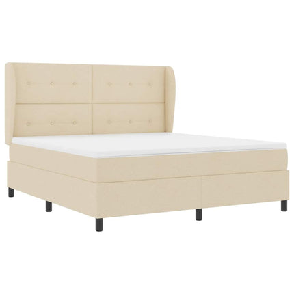 Box spring seng med hovedgærde Creme 180 x 200 cm Stof