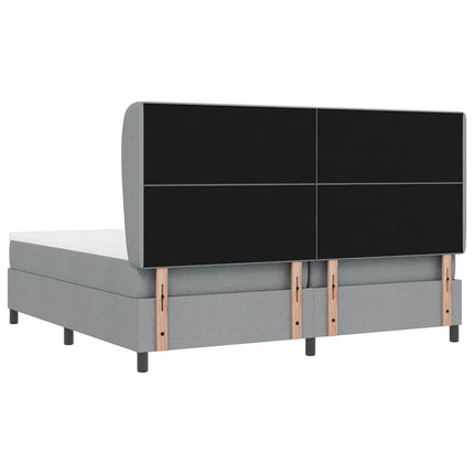 Box spring seng med hovedgærde Lysegrå 200 x 200 cm Stof