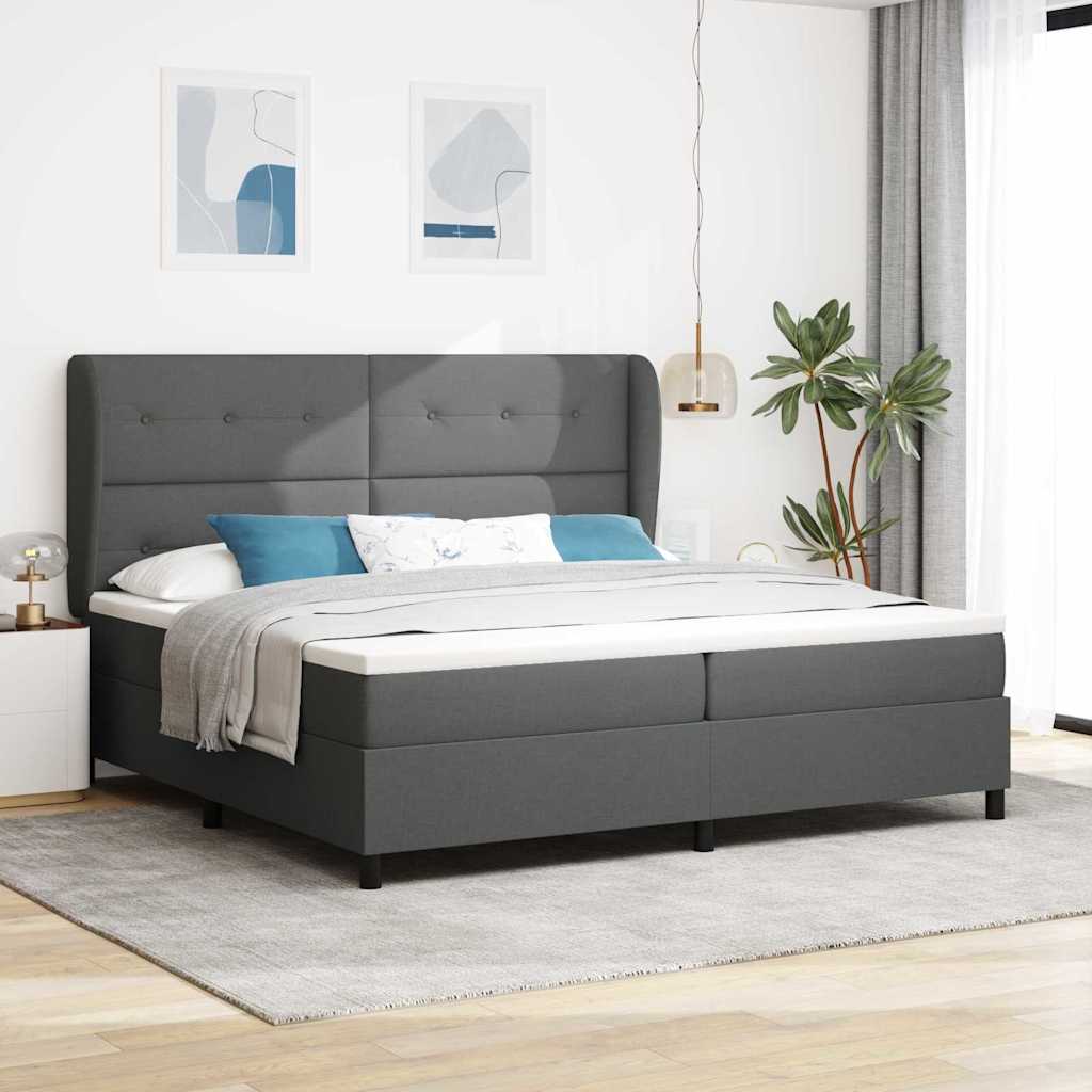 Box spring seng med hovedgrde Mrkegr 200 x 200 cm Stof