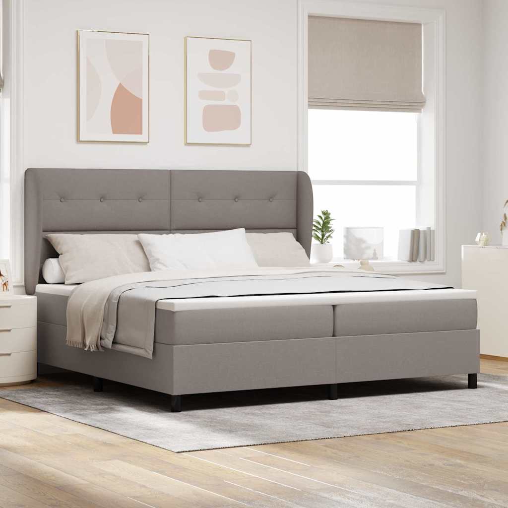 Box spring seng med hovedgrde Grbrun 200 x 200 cm Stof