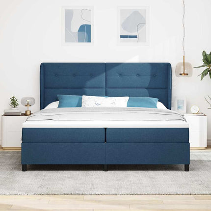 Box spring seng med hovedgærde Blå 200 x 200 cm Stof