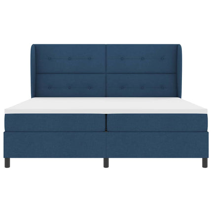 Box spring seng med hovedgærde Blå 200 x 200 cm Stof