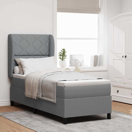 Box spring seng med hovedgærde Lysegrå 80 x 200 cm Stof