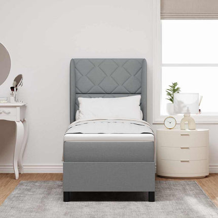 Box spring seng med hovedgærde Lysegrå 80 x 200 cm Stof