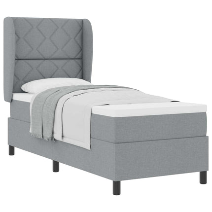Box spring seng med hovedgærde Lysegrå 80 x 200 cm Stof