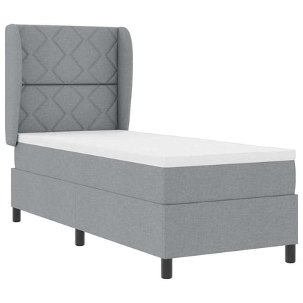 Box spring seng med hovedgærde Lysegrå 80 x 200 cm Stof