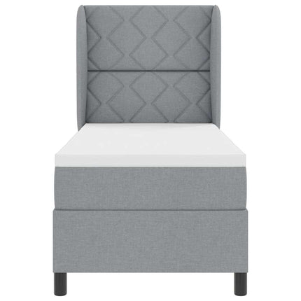 Box spring seng med hovedgærde Lysegrå 80 x 200 cm Stof