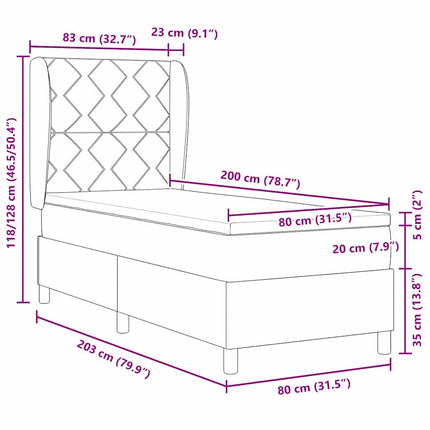 Box spring seng med hovedgærde Sort 80 x 200 cm Stof