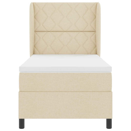 Box spring seng med hovedgærde Creme 90 x 190 cm Stof