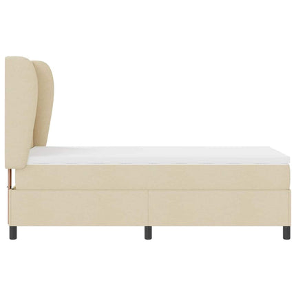 Box spring seng med hovedgærde Creme 90 x 190 cm Stof