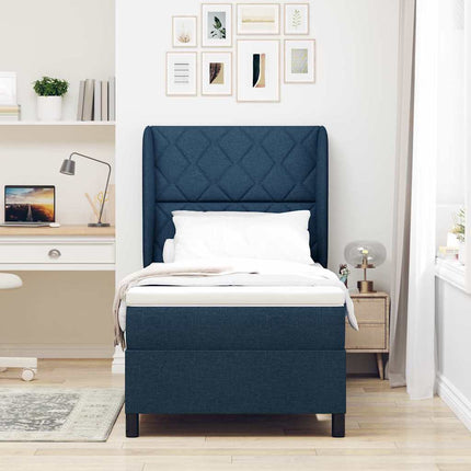 Box spring seng med hovedgærde Blå 90 x 190 cm Stof