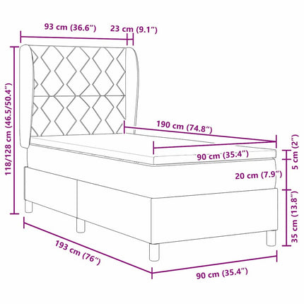 Box spring seng med hovedgærde Blå 90 x 190 cm Stof