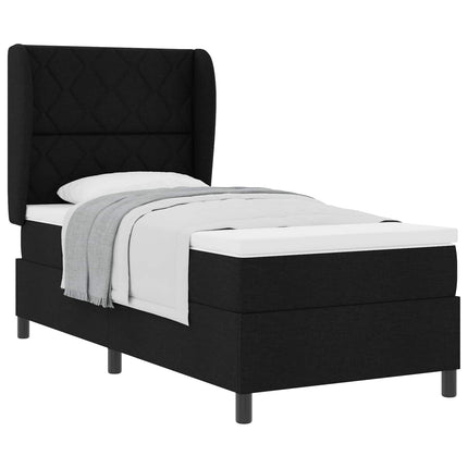 Box spring seng med hovedgærde Sort 90 x 200 cm Stof